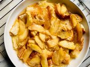 A picture of apple crumble with caramel