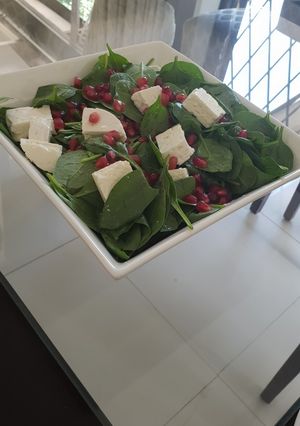 A picture of Baby Spinach and pomegranate Salad.