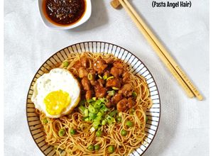 Foto resep Mie Ayam Ercis Chili Oil (Pasta Angel Hair)