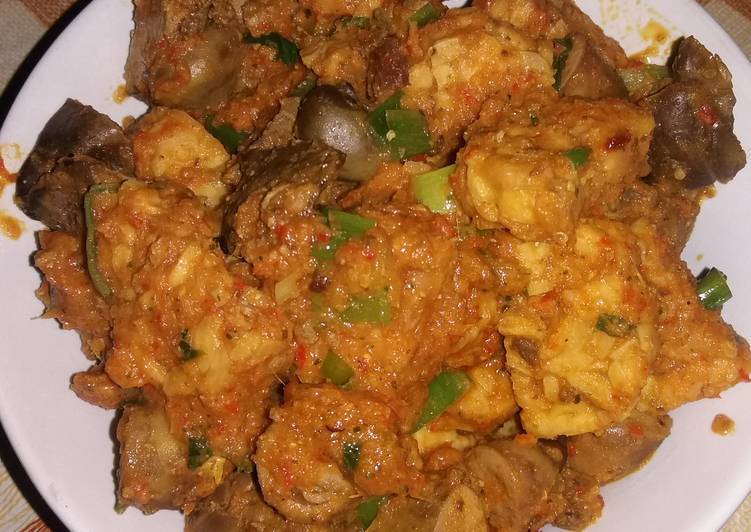 Botok tempe ati ayam (kering)