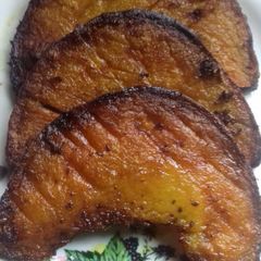 Kumro bhaja (fried pumpkin) A picture of Kumro bhaja (fried pumpkin).