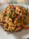 Trigo con mariscos