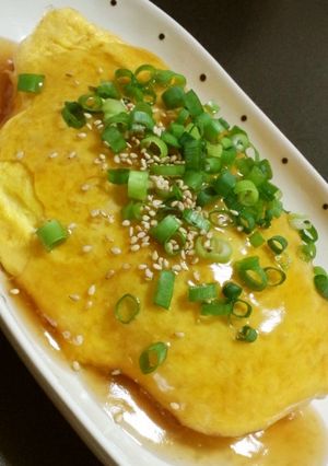 A picture of Easy Japanese-Style Omurice with Savory Sauce.