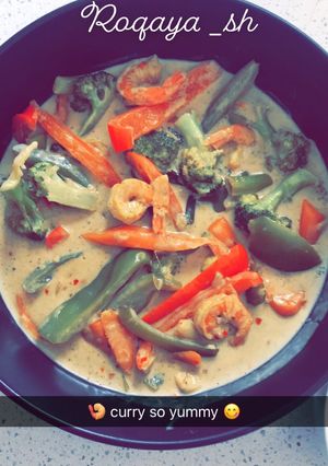صورة لوصفة كاري الروبيان بالخضار 🍤🦐🥦🌶🥕🍲