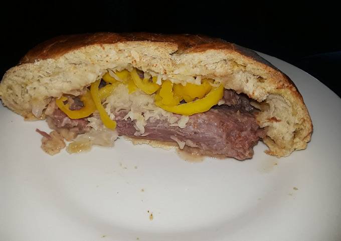 Easiest Way to Make Super Quick Homemade Stuffed corned beef in pretzel bread