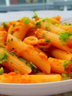 A picture of Red Sauce Pasta with Indian touch.