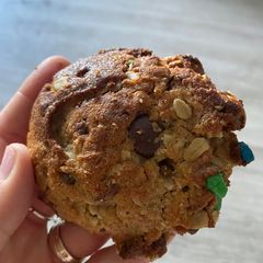 A picture of M&Ms chocolate cookies.