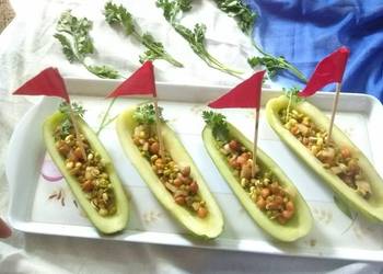 New Recipe Sprouts chat in cucumber boat Yummy