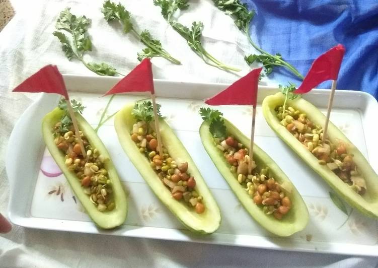 Steps to Make Perfect Sprouts chat in cucumber boat