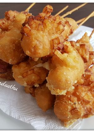 Hình của món Bánh mì Hotdog phủ khoai tây kiểu Hàn.