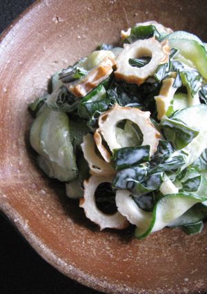 A picture of Cucumber, Chikuwa & Wakame Mayo Salad.