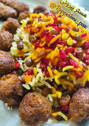 عکسی از دستور عدس پلو با زرشک و کشمش