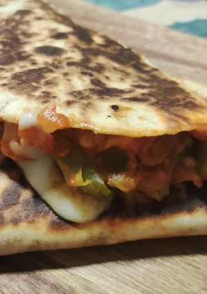 A picture of Chicken Tenderloin and Pepper Quesadillas.