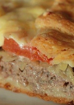 Фото Открытый мясной пирог.