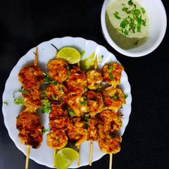 A picture of Grilled tandoori jumbo prawns.