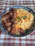 Noodles with Sweet and Sour Sauce and Crispy Schnitzel!