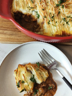 A picture of Shepherd's Pie with Venison Mince.