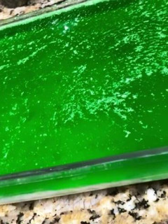 Una foto de Gelatina Verde con su capa de philadelphia, nuez y piña!