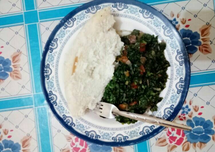 Ugali with mixed greens