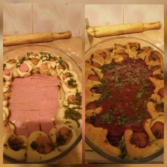 A picture of Pigs in a blanket. With Mexican chilli.