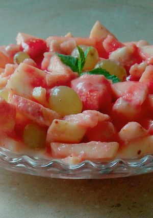A picture of Rohafza fruit chaat.