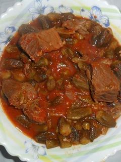 صورة لوصفة باميه باللحمه
