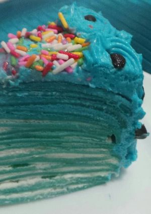 Foto resep Blue mille crepes birthday