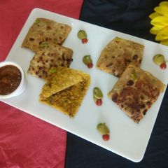A picture of Moong Dal (Yellow Lentil) Stuff Parathas.