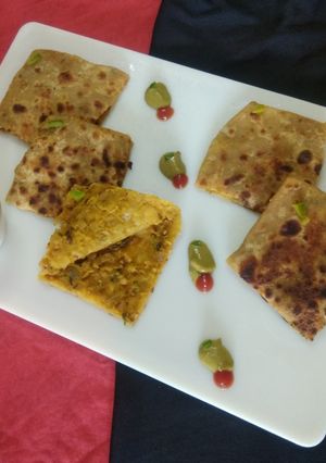 A picture of Moong Dal (Yellow Lentil) Stuff Parathas.