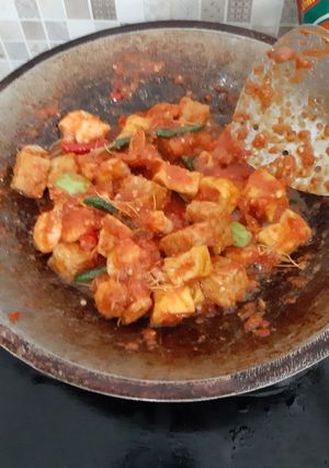 Foto resep 20. Balado udang tahu pete
