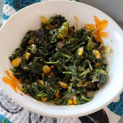 Corn palak stir fry A picture of Corn palak stir fry.
