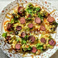 A picture of Purple Yam Papdi Chaat in Airfryer.