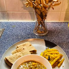 A picture of Egg Moong dal tadka.