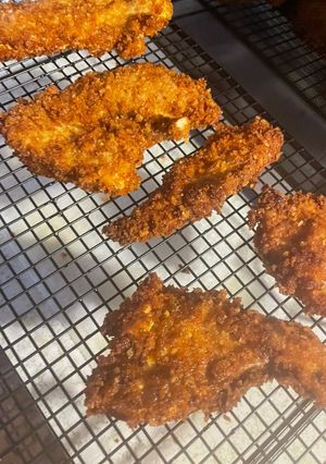 A picture of Parmesan crusted chicken.