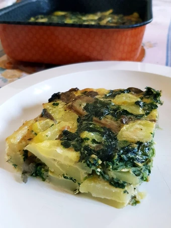 Recipe Potato omelette with spinach and mushroom (Frittata di patate con spinaci e funghi) the Can Spoil the Tongue Makes you drool