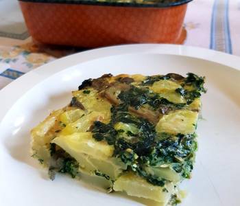 Easy Cooking Recipe Potato omelette with spinach and mushroom Frittata di patate con spinaci e funghi Savory Delicious