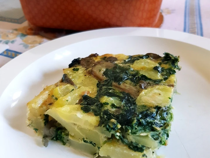 Recipe Potato omelette with spinach and mushroom (Frittata di patate con spinaci e funghi) the Can Spoil the Tongue Makes you drool