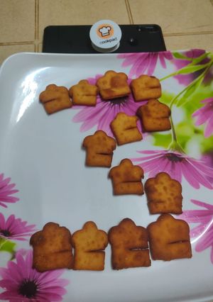 A picture of Cookpad Logo shaped Shakarpara / Sweet Nimki / Sweet Mathri.