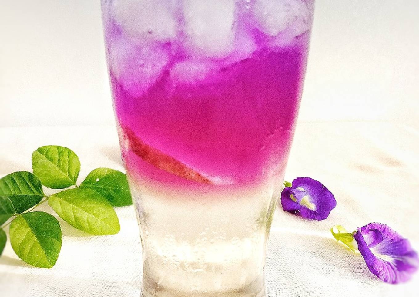 Es Bunga Telang Lemon Peras / Es Galaxi Ala Cafe