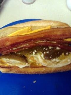 A picture of Spicy bacon and egg sandwich :-).