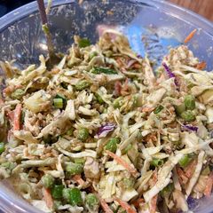 A picture of Coleslaw and Crispy Rice Salad with Chicken.
