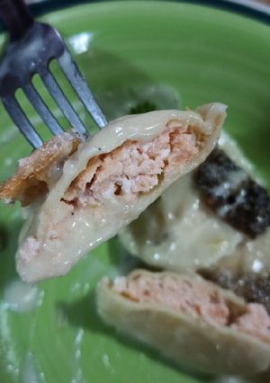 Una foto de Sorrentinos de salmón