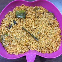 A picture of Vangibath (green brinjal rice).