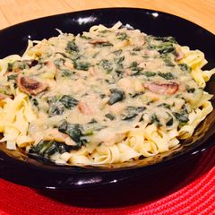A picture of Cannellini Bean Alfredo pasta.
