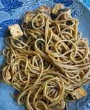 Chilli garlic spaghetti with paneer