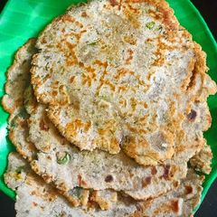 A picture of Singhada and buckwheat Paratha.