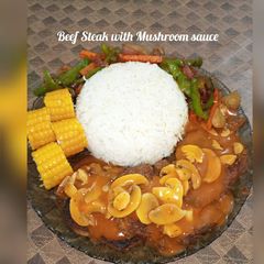 Beef Steak with Mushroom Sauce A picture of Beef Steak with Mushroom Sauce.