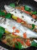 Spigole con olive, capperi e finocchietto selvatico