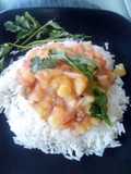 Arroz con guiso de papa toque de cilantro