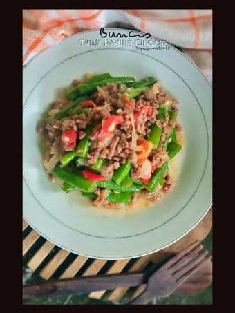 Cara Sederhana Menyiapkan Resep  Buncis tumis daging cincang yang Lezat, Lezat Sekali